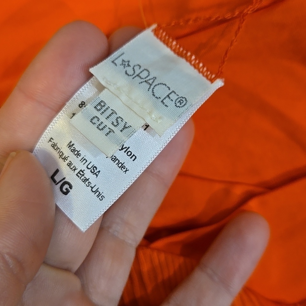 NWT L Space Women Court Vibrant Orange Bikini Bottom Bitsy Cut Swim L - Picture 5 of 8